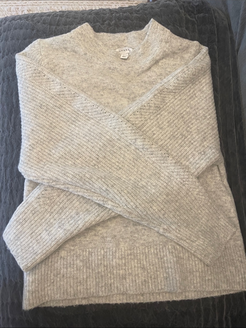 Topshop Light Gray Crew Neck Sweater